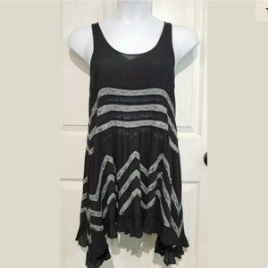 Free People Black Dotted Voile & Lace Dress XS